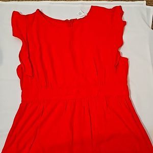 Cynthia Rowley Dress Red Linen Blend Tiered Ruffle Long Midi xl